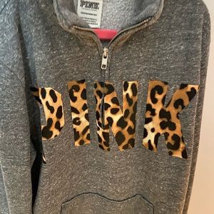 PINK sweatshirt zip up collar